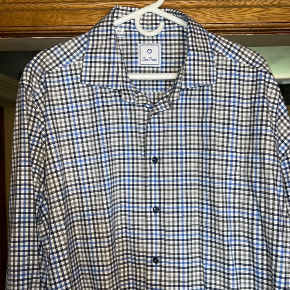 David Donahue, Tattersall Pattern, XXL, casual button down shirt.